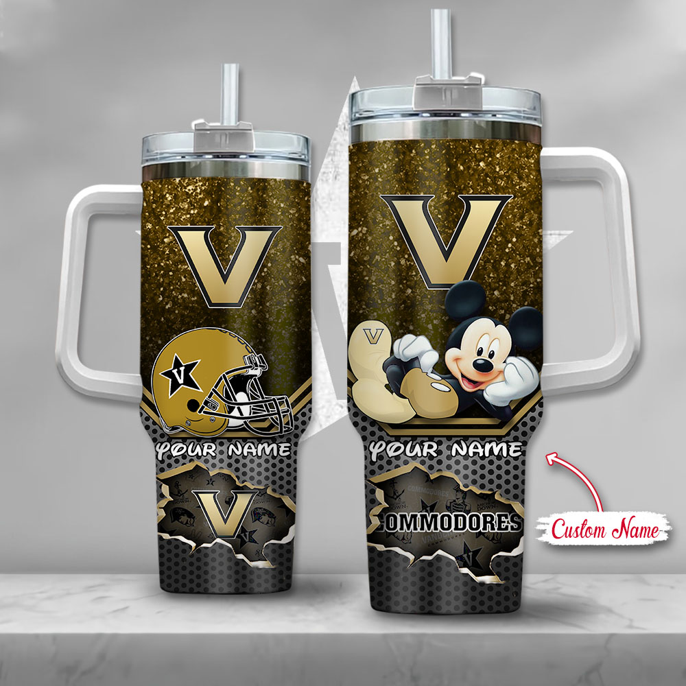 Vanderbilt Commodores NCAA Mickey Mouse Custom Stanley Quencher 40oz Stainless Steel Tumbler With Handle