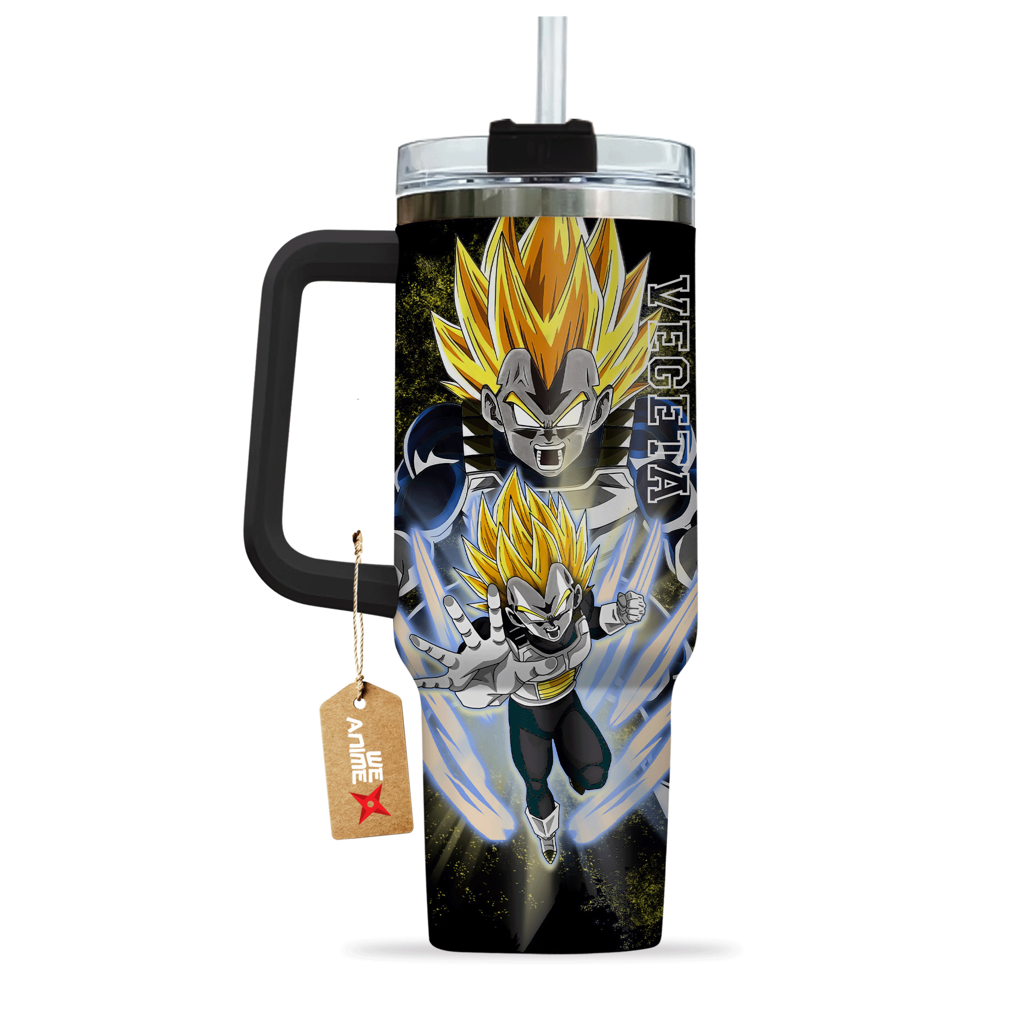 Vegeta Super Saiyan 2 Dragon Ball Anime Custom Stanley Quencher 40oz Stainless Steel Tumbler With Handle
