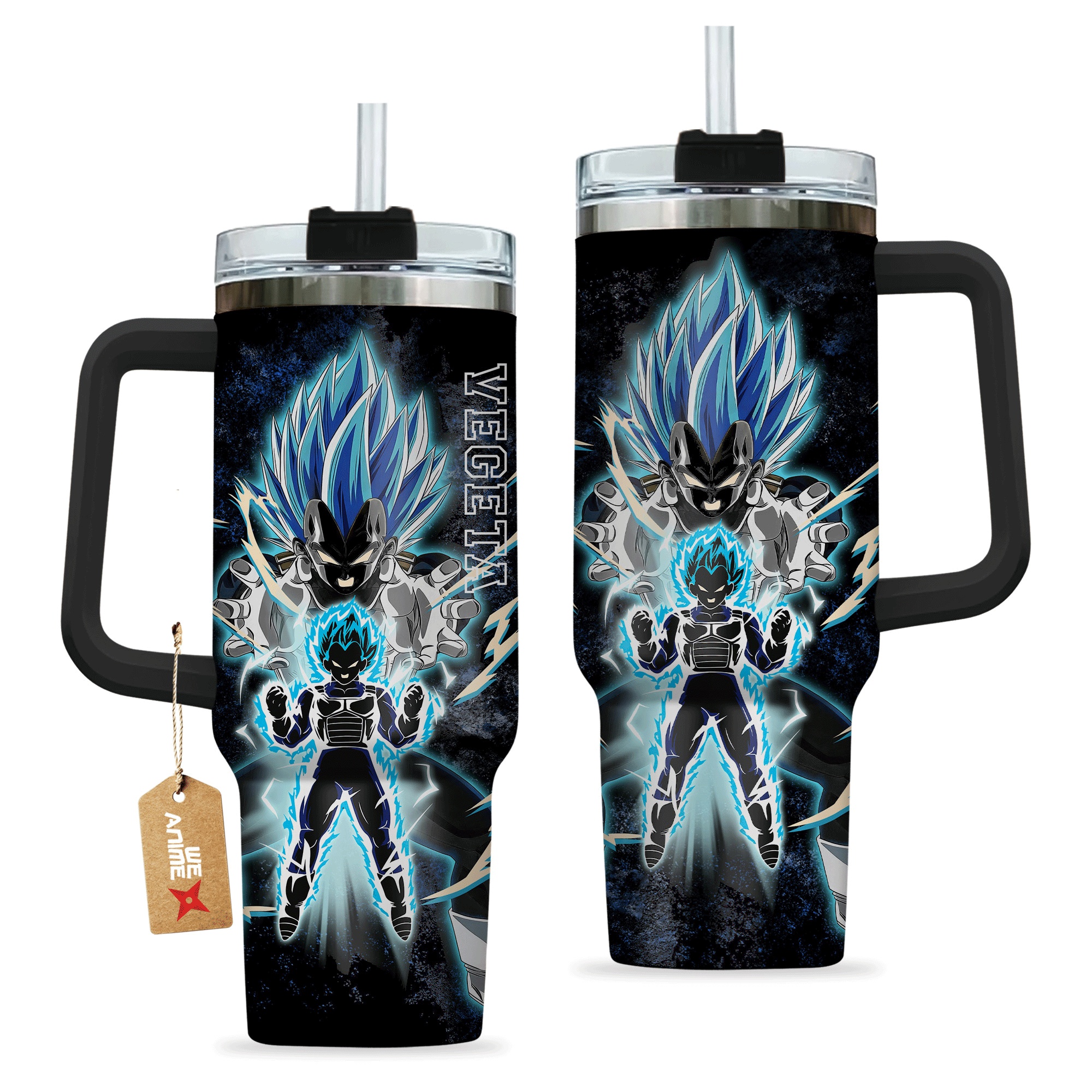 Vegeta Super Saiyan Blue Dragon Ball Anime Custom Stanley Quencher 40oz Stainless Steel Tumbler With Handle