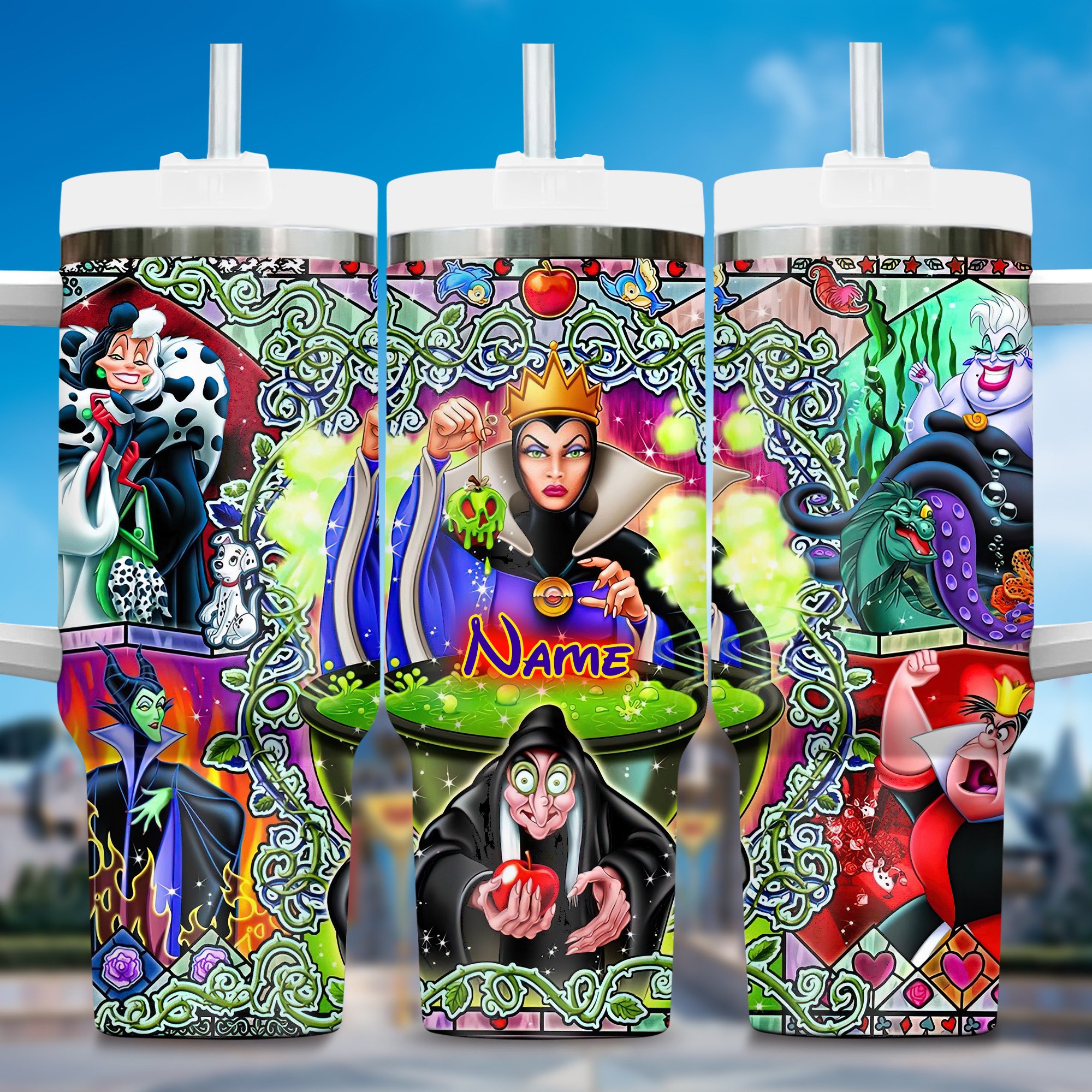 Villains Cartoon Custom Stanley Quencher 40oz Stainless Steel Tumbler With Handle