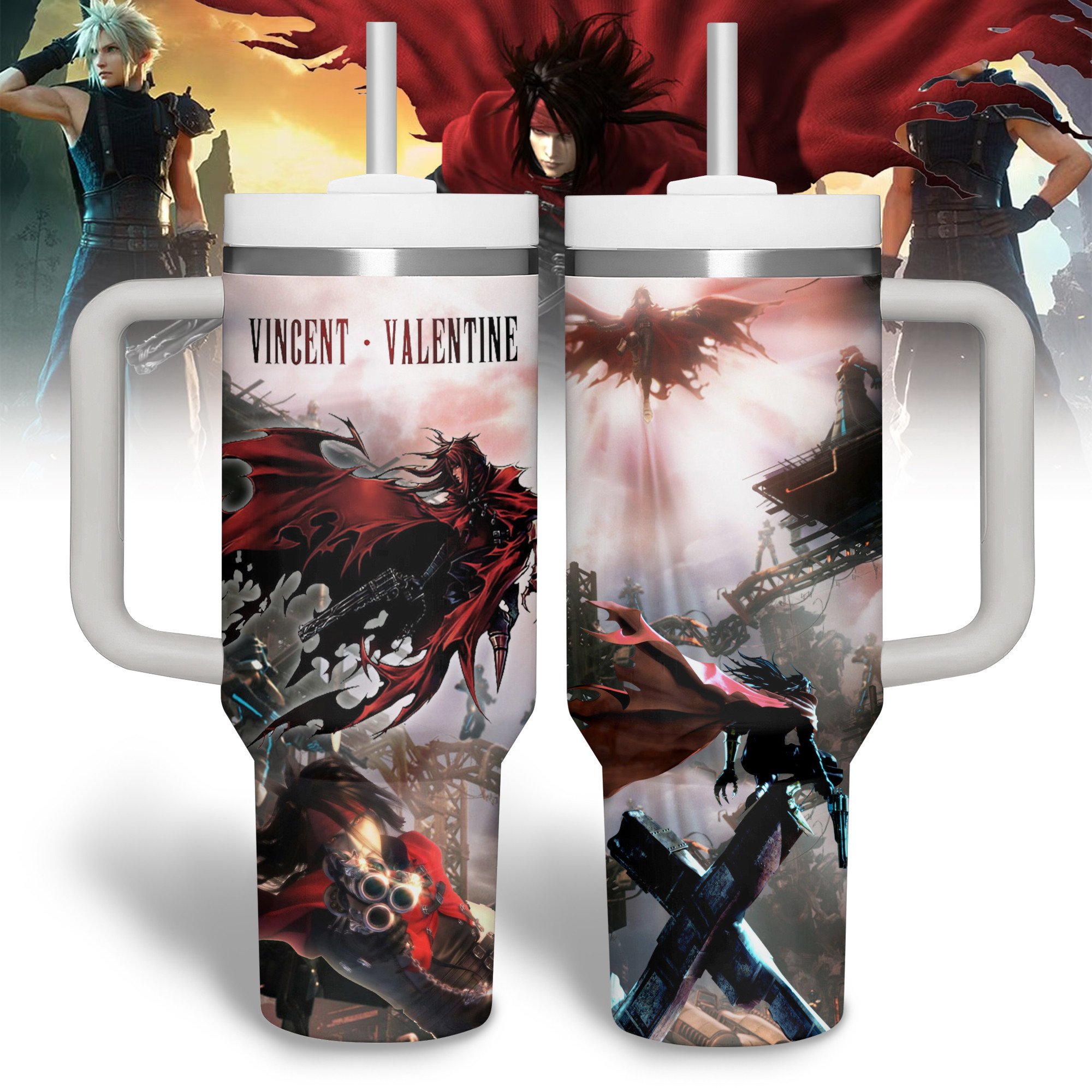 Vincent Valentine Games Custom Stanley Quencher 40oz Stainless Steel Tumbler With Handle