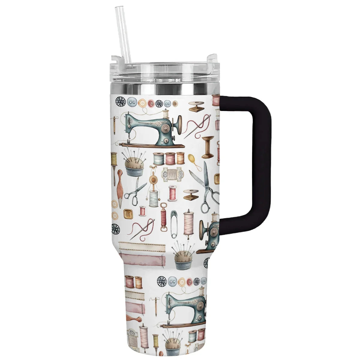 Vintage Sewing Machines Custom Stanley Quencher 40oz Stainless Steel Tumbler With Handle