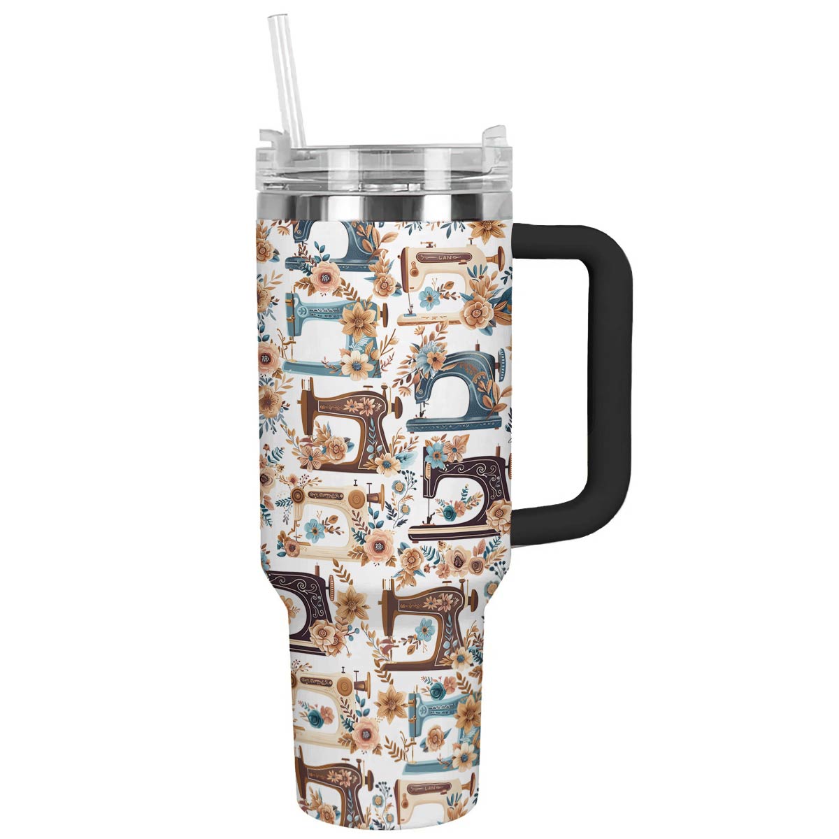 Vintage Sewing Machines Custom Stanley Quencher 40oz Stainless Steel Tumbler With Handle