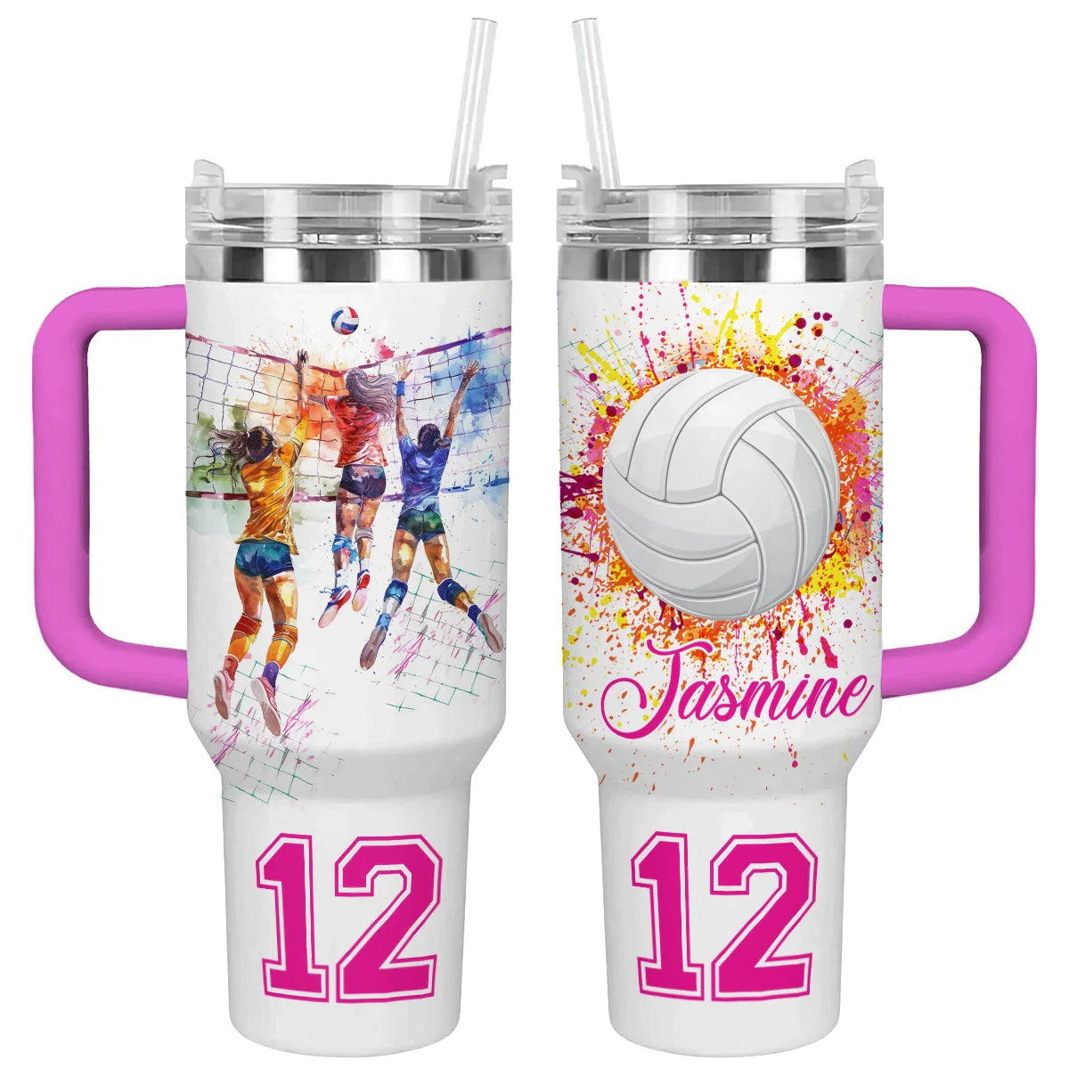 Volleyball Custom Stanley Quencher 40oz Stainless Steel Tumbler With Handle