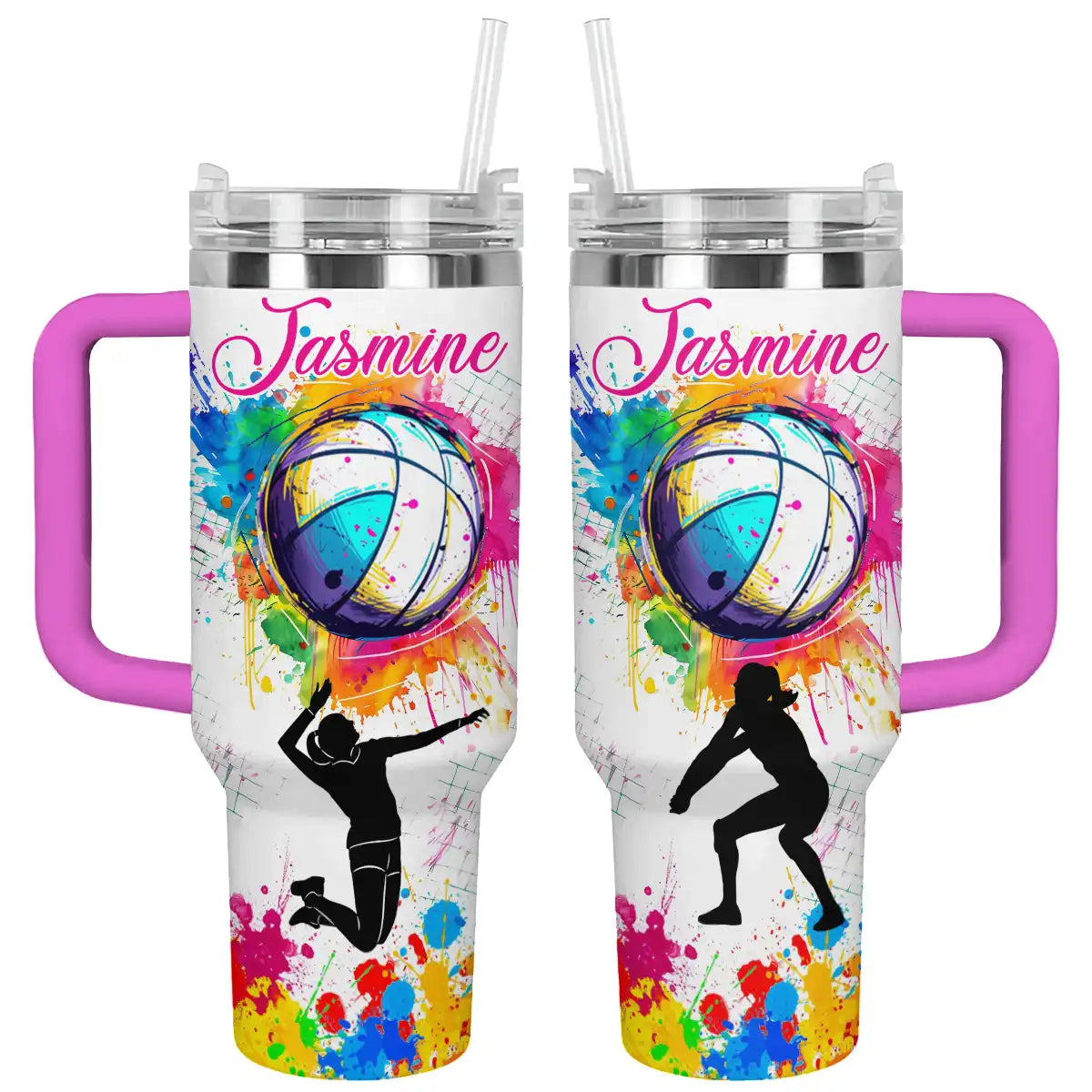 Volleyball Custom Stanley Quencher 40oz Stainless Steel Tumbler With Handle