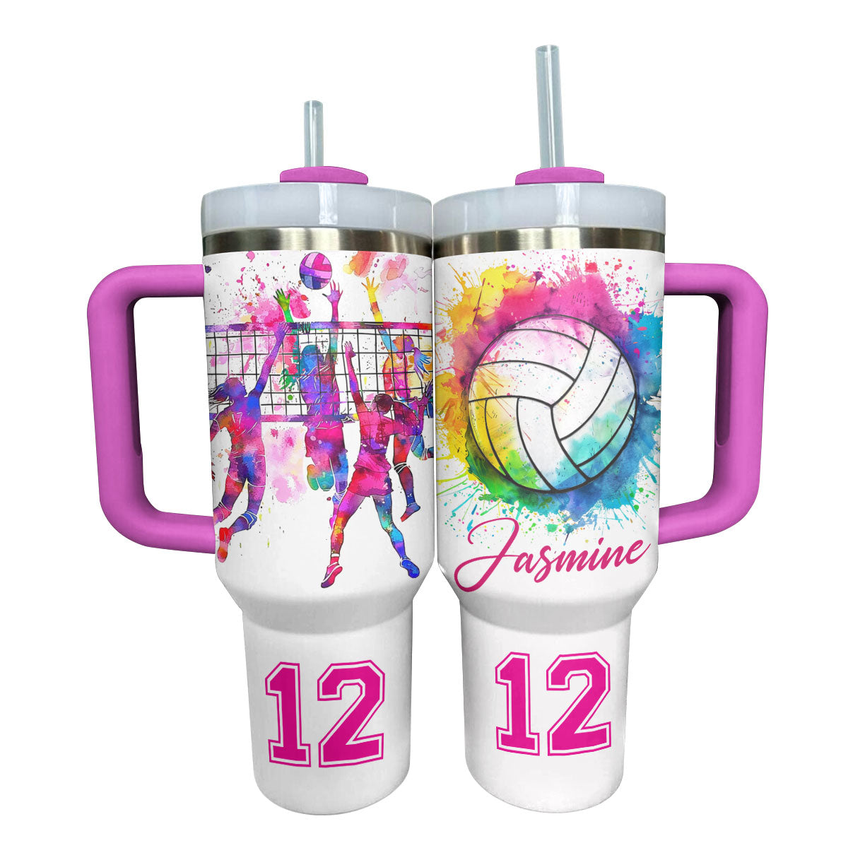 Volleyball Custom Stanley Quencher 40oz Stainless Steel Tumbler With Handle