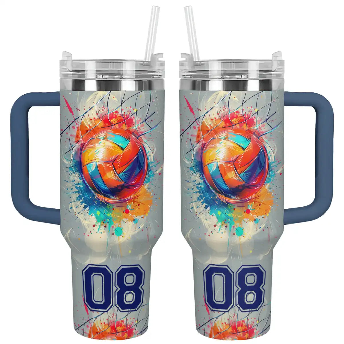 Volleyball Custom Stanley Quencher 40oz Stainless Steel Tumbler With Handle