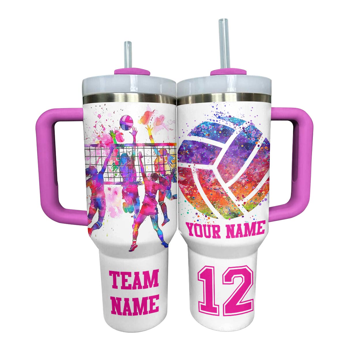 Volleyball Custom Stanley Quencher 40oz Stainless Steel Tumbler With Handle