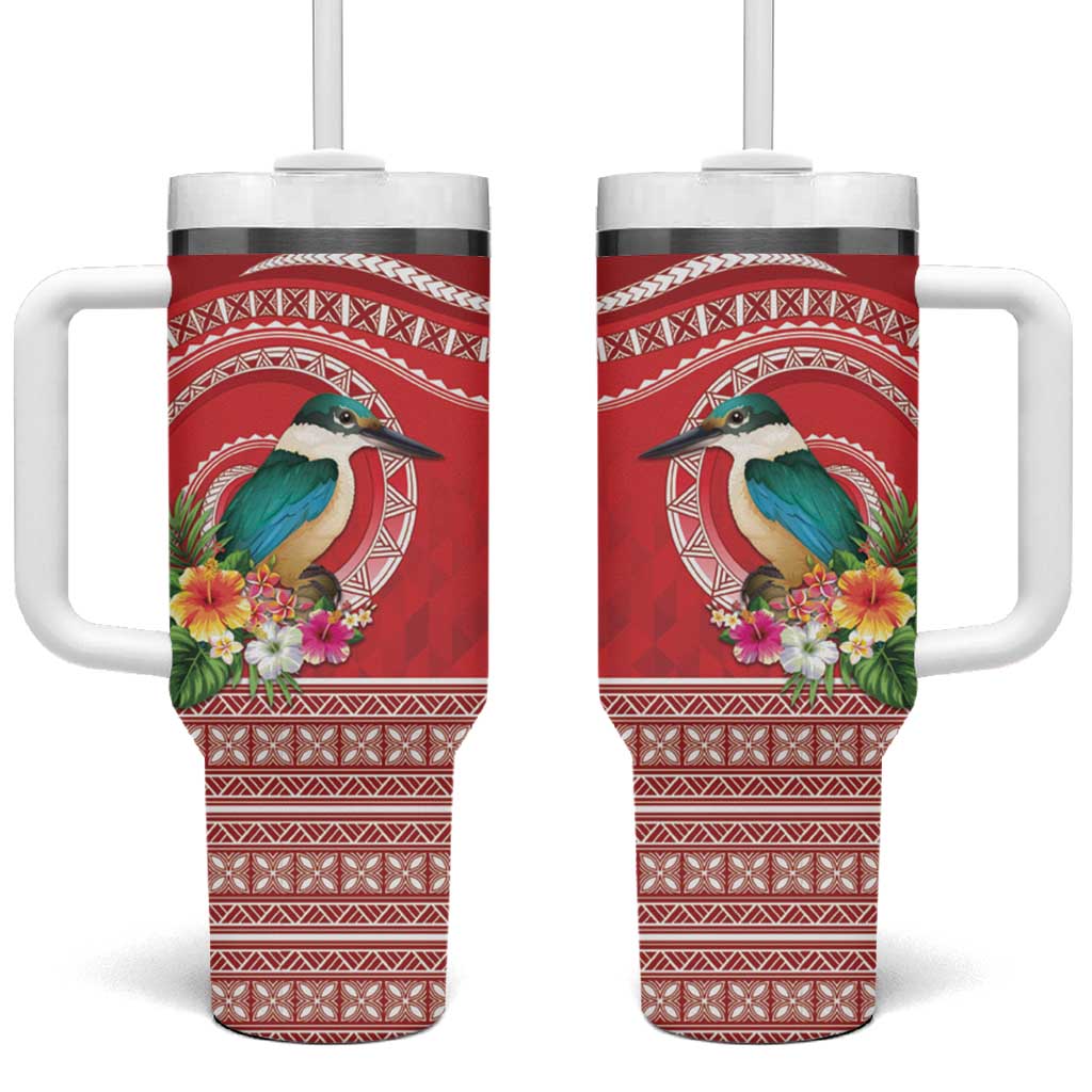 Wallis et Futuna Kingfisher Polynesian Tropical Flowers Custom Stanley Quencher 40oz Stainless Steel Tumbler With Handle
