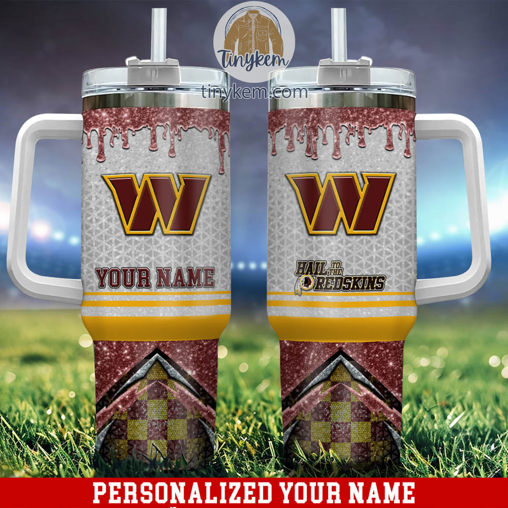 Washington Commanders Glitter NFL Custom Stanley Quencher 40oz Stainless Steel Tumbler With Handle