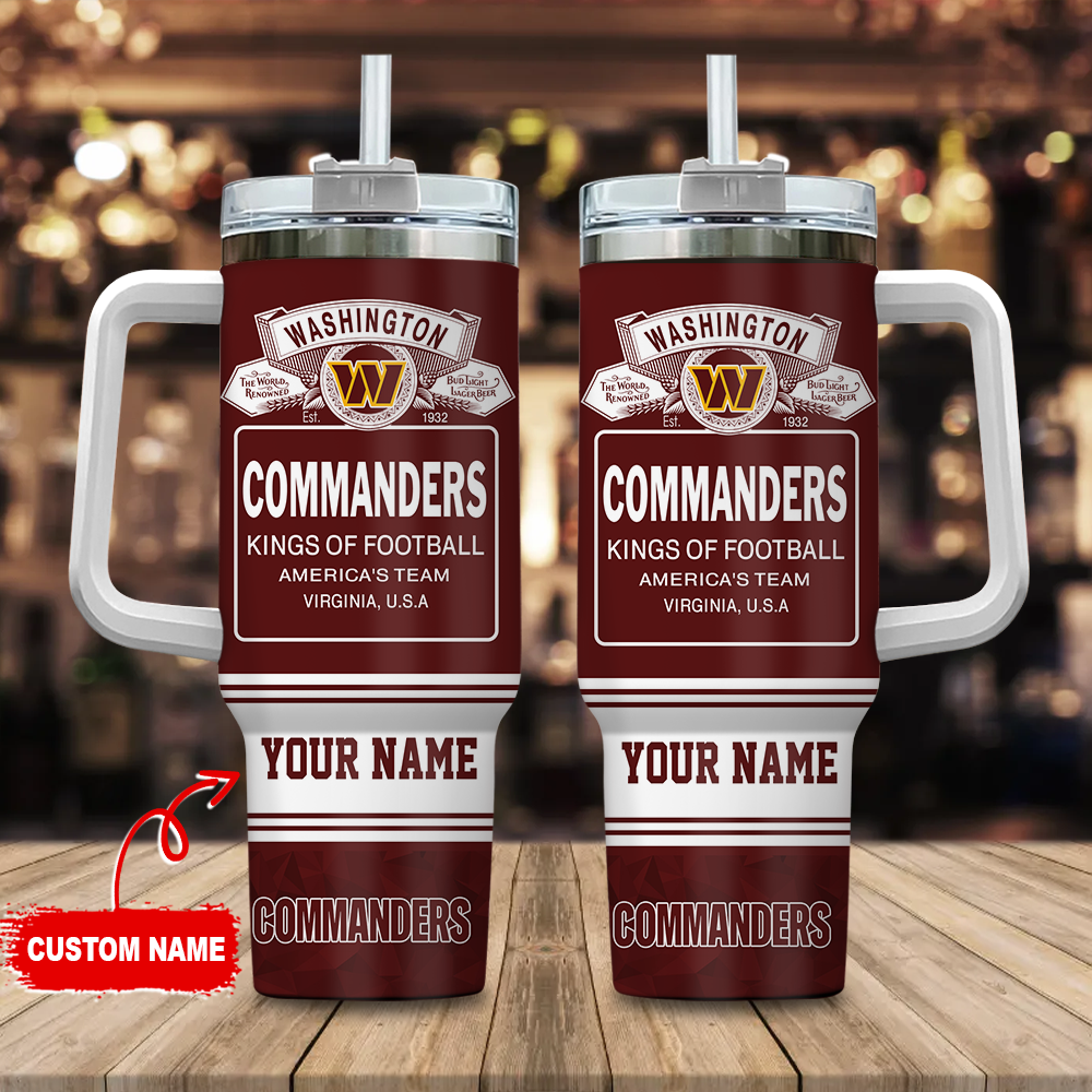 Washington Commanders NFL Bud Light Custom Stanley Quencher 40oz Stainless Steel Tumbler With Handle