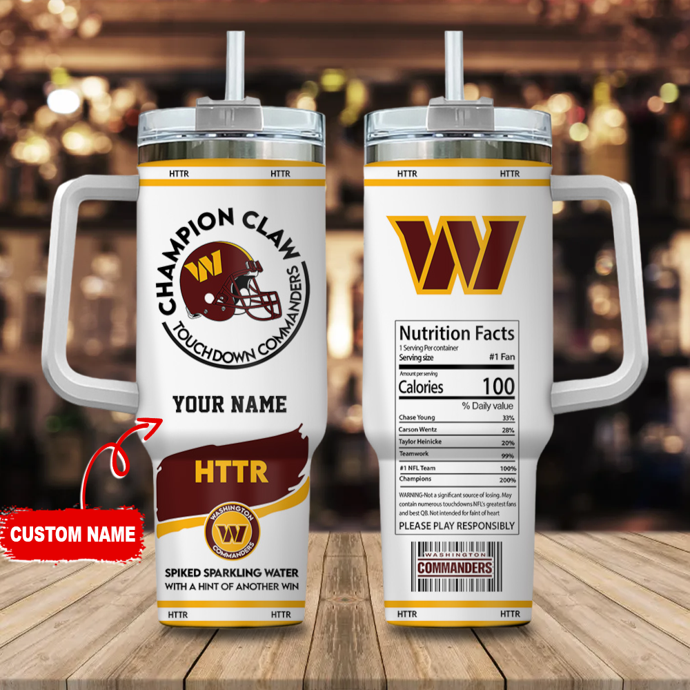 Washington Commanders NFL Champion Claw Custom Stanley Quencher 40oz Stainless Steel Tumbler With Handle