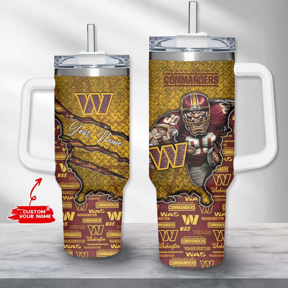 Washington Commanders NFL Custom Stanley Quencher 40oz Stainless Steel Tumbler With Handle