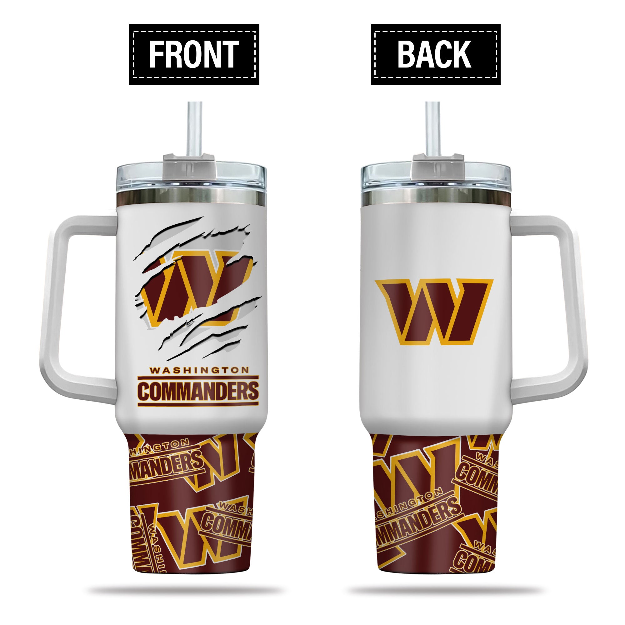 Washington Commanders NFL Custom Stanley Quencher 40oz Stainless Steel Tumbler With Handle