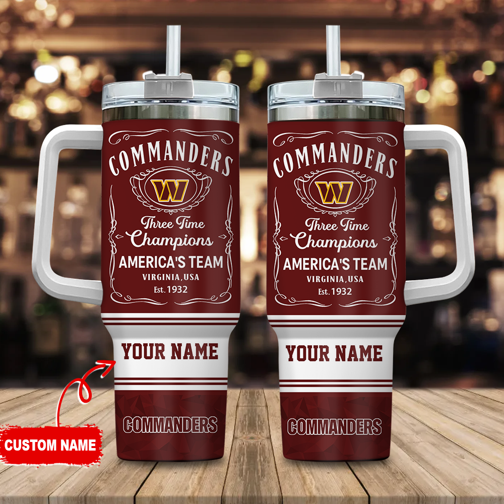 Washington Commanders NFL Custom Stanley Quencher 40oz Stainless Steel Tumbler With Handle