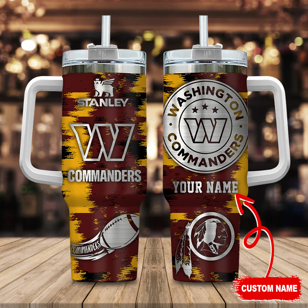 Washington Commanders NFL Custom Stanley Quencher 40oz Stainless Steel Tumbler With Handle