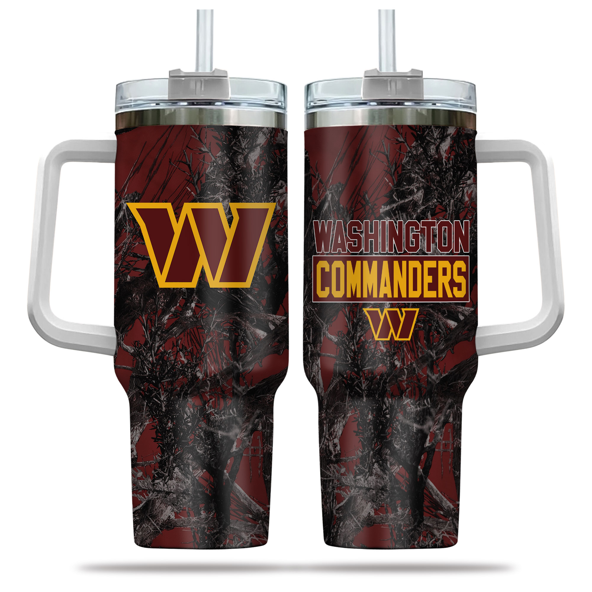 Washington Commanders NFL Hunting Custom Stanley Quencher 40oz Stainless Steel Tumbler With Handle