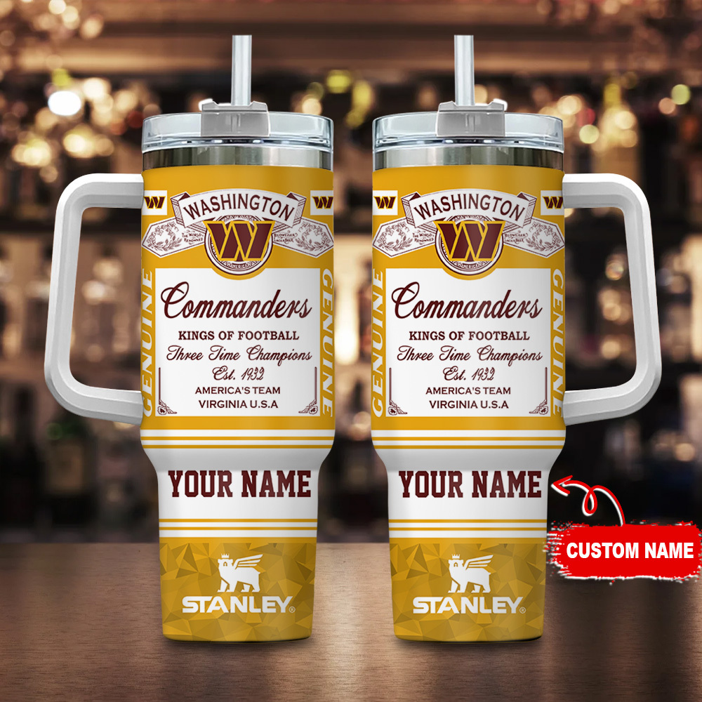 Washington Commanders NFL Kings Of Football Custom Stanley Quencher 40oz Stainless Steel Tumbler With Handle
