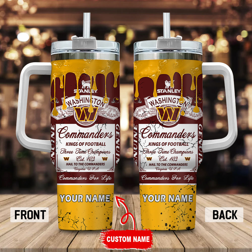 Washington Commanders NFL Kings Of Football Custom Stanley Quencher 40oz Stainless Steel Tumbler With Handle