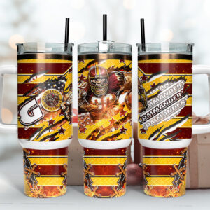 Washington Commanders NFL Mascot Custom Stanley Quencher 40oz Stainless Steel Tumbler With Handle