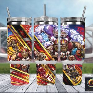 Washington Commanders NFL Mascot Custom Stanley Quencher 40oz Stainless Steel Tumbler With Handle