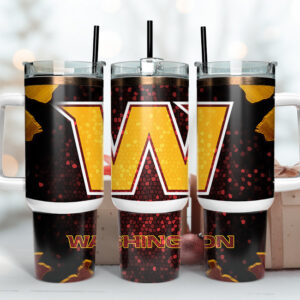 Washington Commanders NFL Stained Glass Effect Custom Stanley Quencher 40oz Stainless Steel Tumbler With Handle