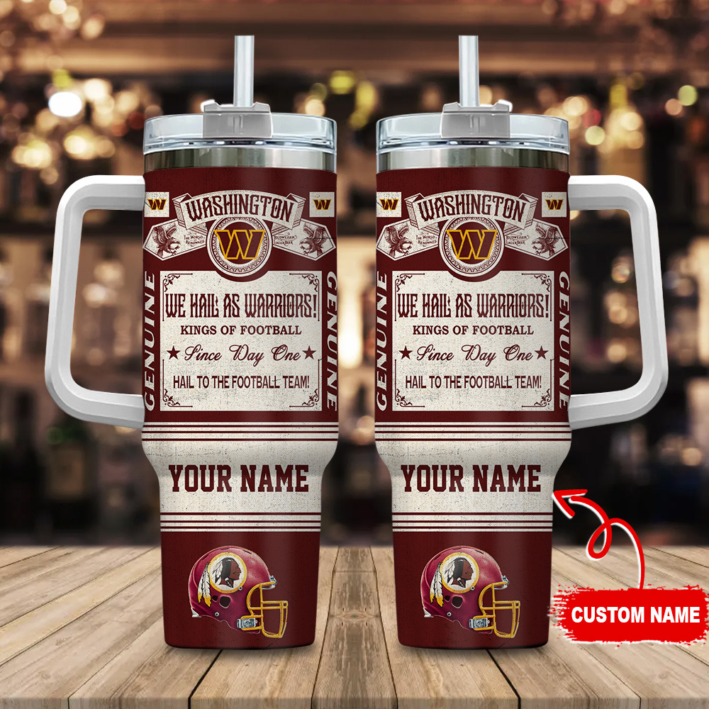 Washington Commanders NFL Vintage Kings Of Football Custom Stanley Quencher 40oz Stainless Steel Tumbler With Handle