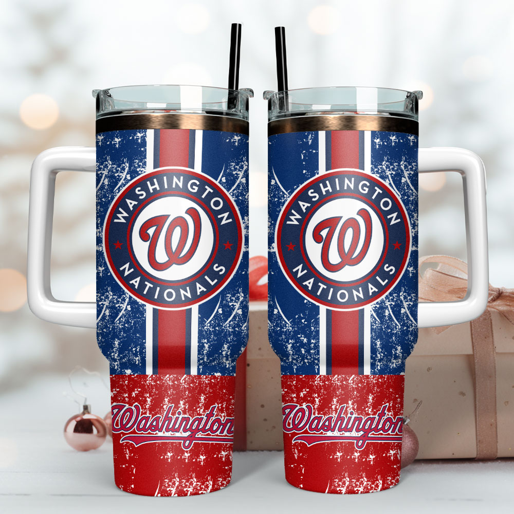Washington Nationals Baseball MLB Sport Custom Stanley Quencher 40oz Stainless Steel Tumbler With Handle