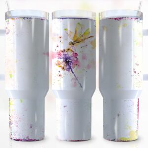 Watercolor Dragonfly Custom Stanley Quencher 40oz Stainless Steel Tumbler With Handle