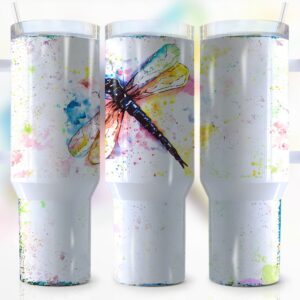 Watercolor Dragonfly Custom Stanley Quencher 40oz Stainless Steel Tumbler With Handle
