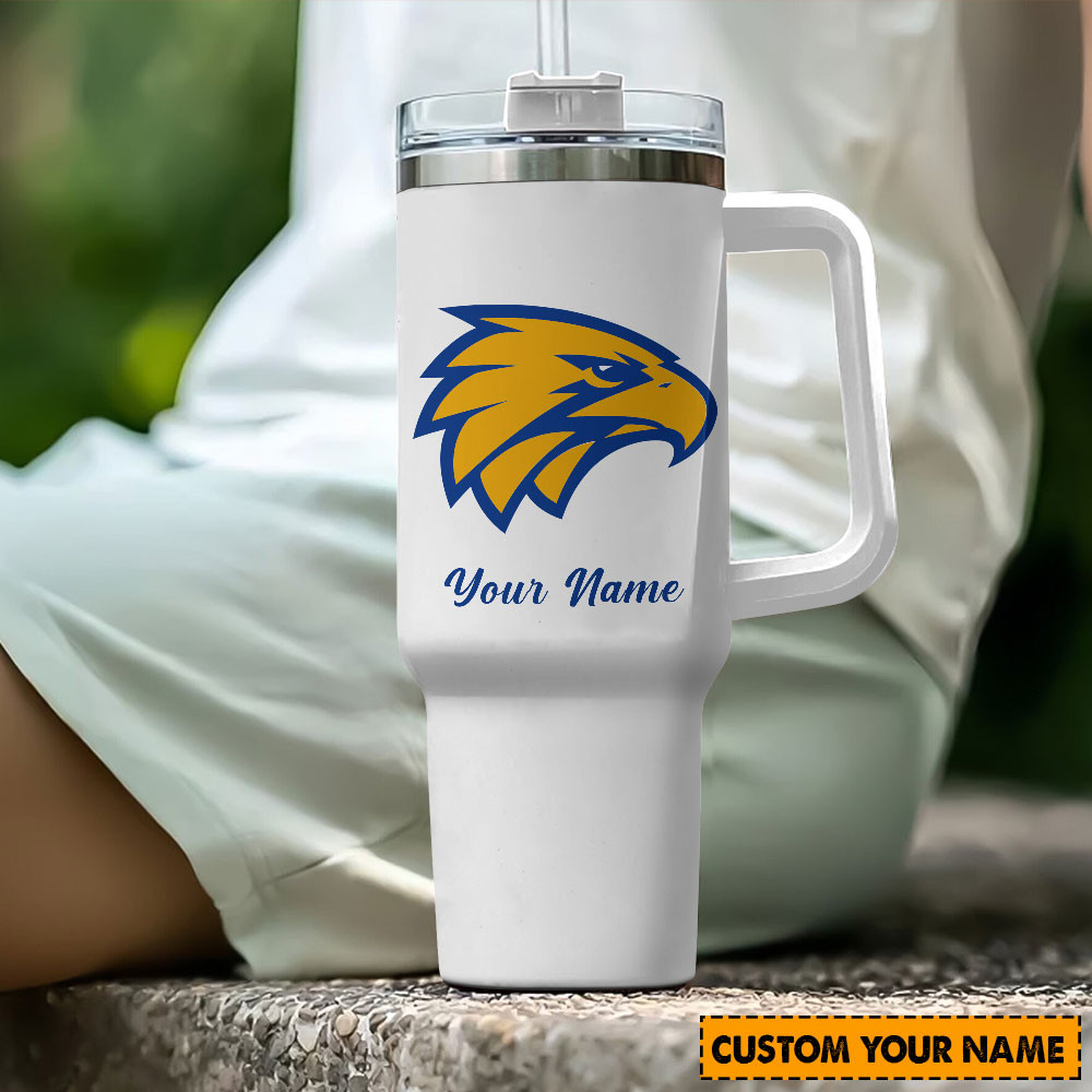 West Coast Eagles AFL Custom Stanley Quencher 40oz Stainless Steel Tumbler With Handle