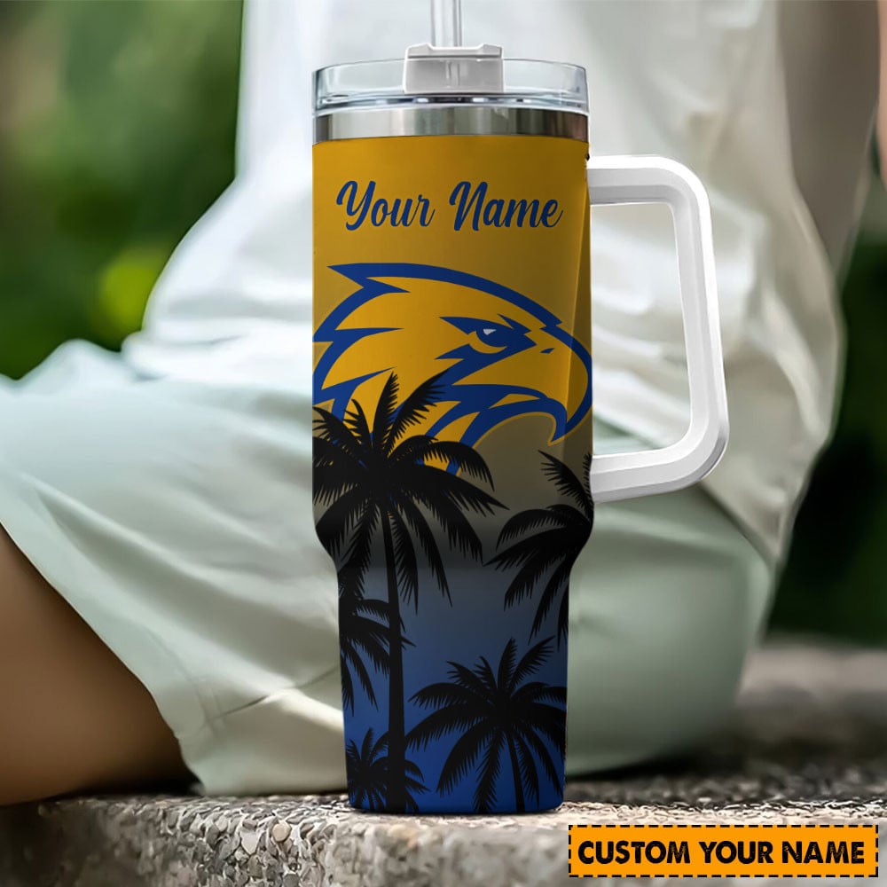 West Coast Eagles AFL Custom Stanley Quencher 40oz Stainless Steel Tumbler With Handle