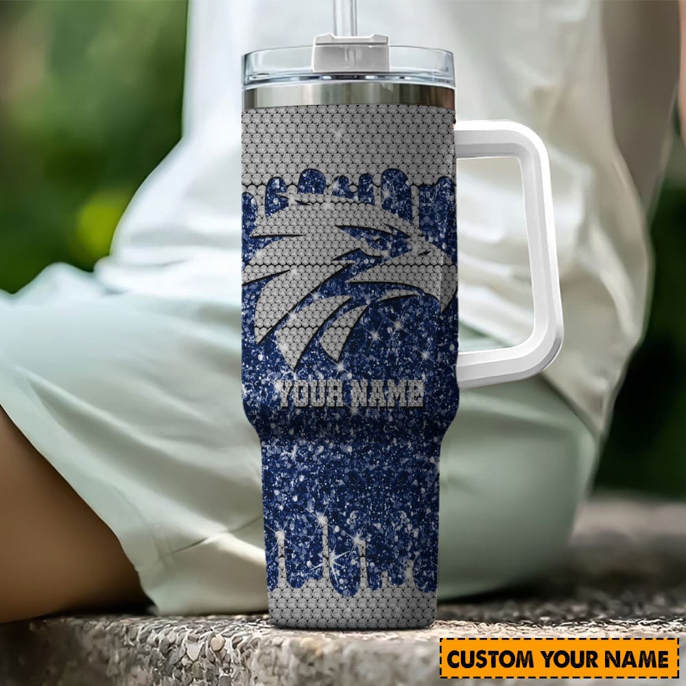 West Coast Eagles AFL Glitter Custom Stanley Quencher 40oz Stainless Steel Tumbler With Handle