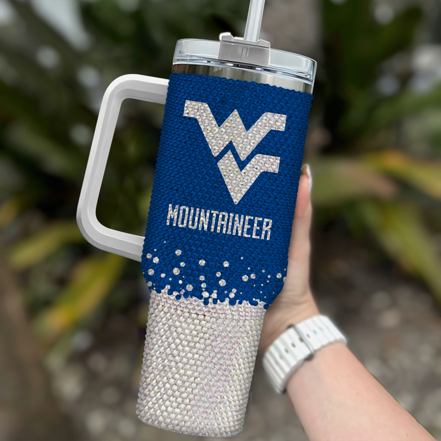 West Virginia Mountaineers NCAA Custom Stanley Quencher 40oz Stainless Steel Tumbler With Handle