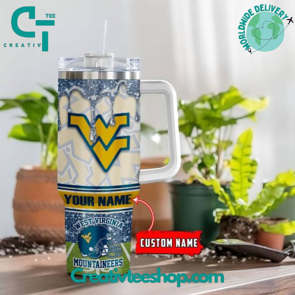 West Virginia Mountaineers NCAA Custom Stanley Quencher 40oz Stainless Steel Tumbler With Handle