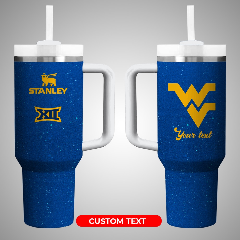 West Virginia MountaineersÂ NCAA Custom Stanley Quencher 40oz Stainless Steel Tumbler With Handle