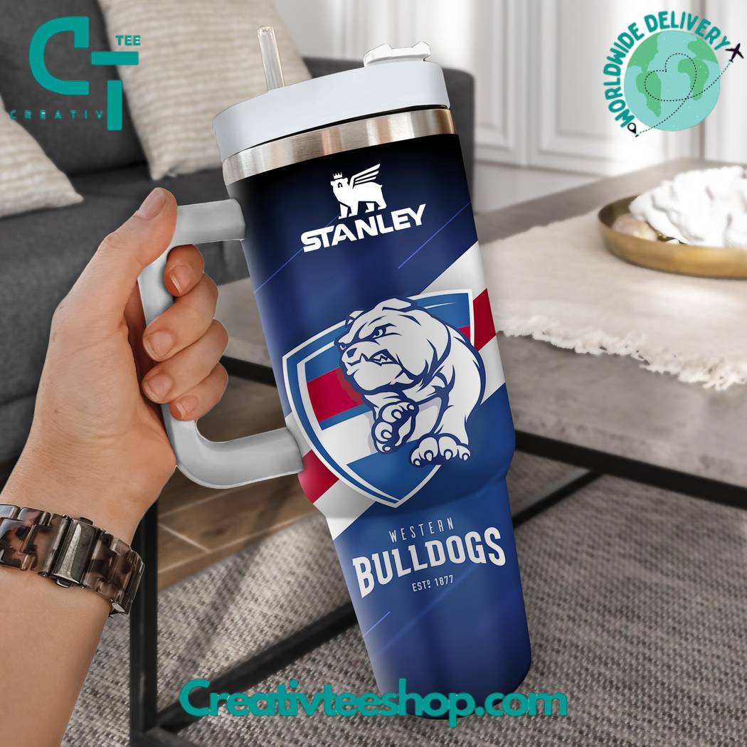 Western Bulldogs AFL Custom Stanley Quencher 40oz Stainless Steel Tumbler With Handle