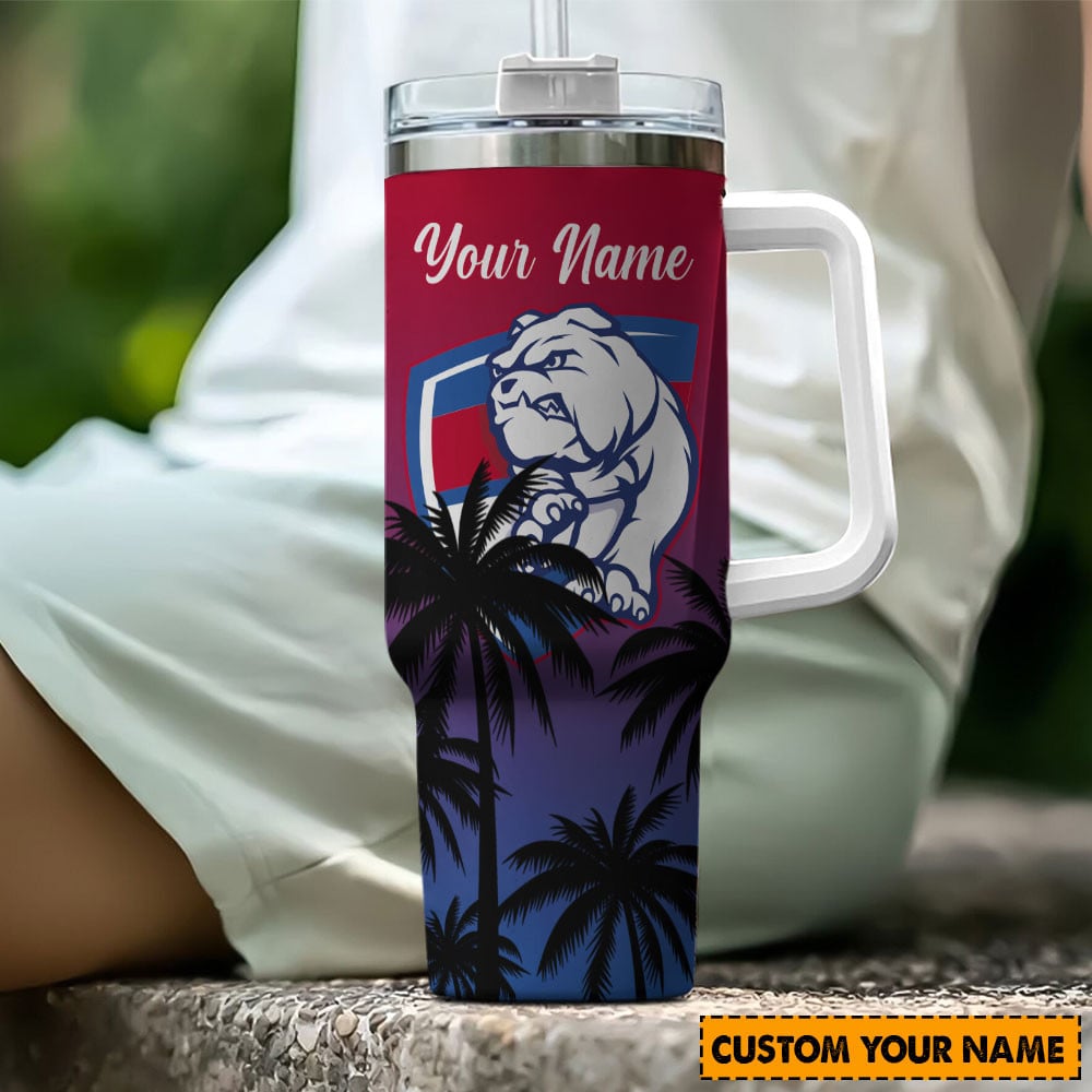 Western Bulldogs AFL Custom Stanley Quencher 40oz Stainless Steel Tumbler With Handle