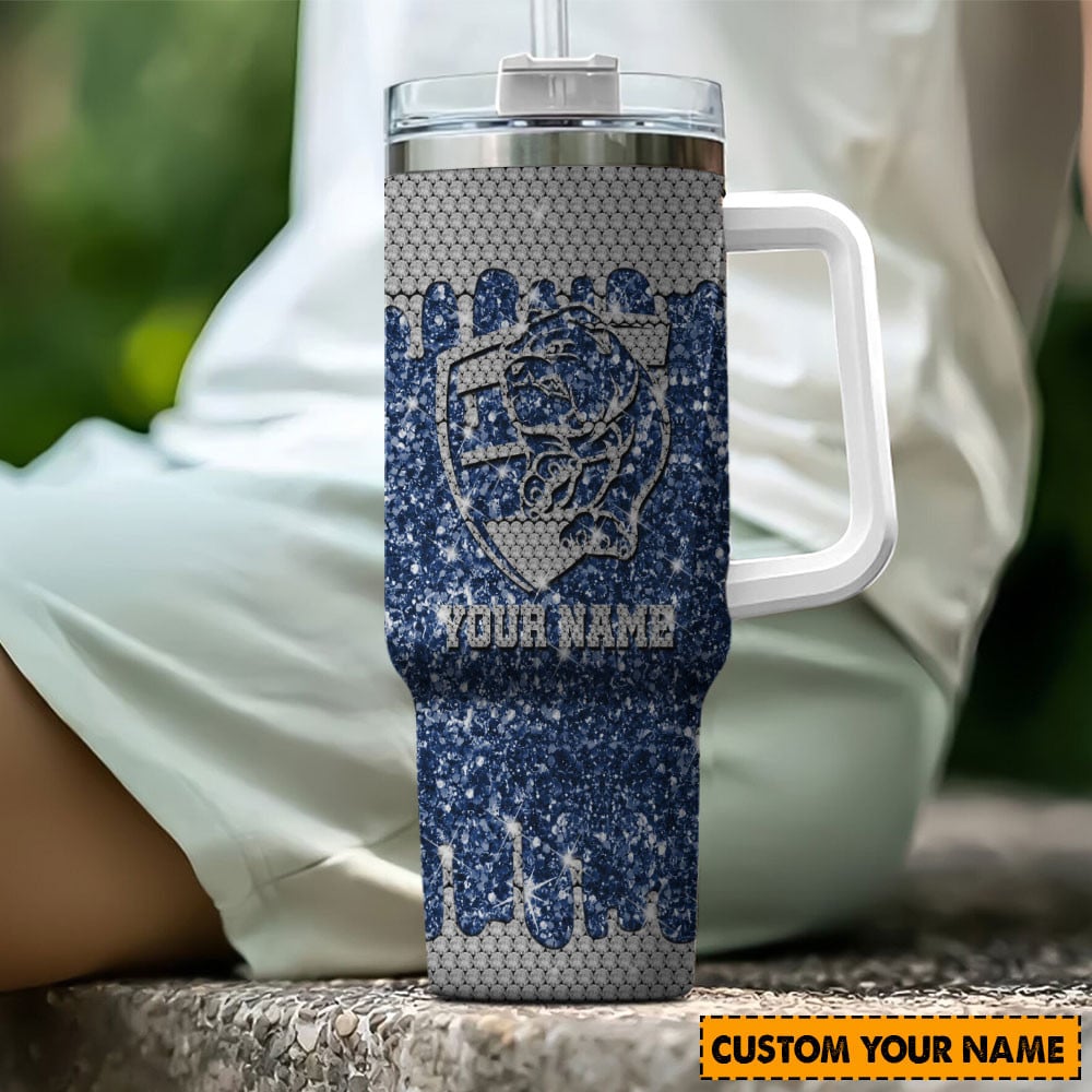 Western Bulldogs AFL Glitter Custom Stanley Quencher 40oz Stainless Steel Tumbler With Handle
