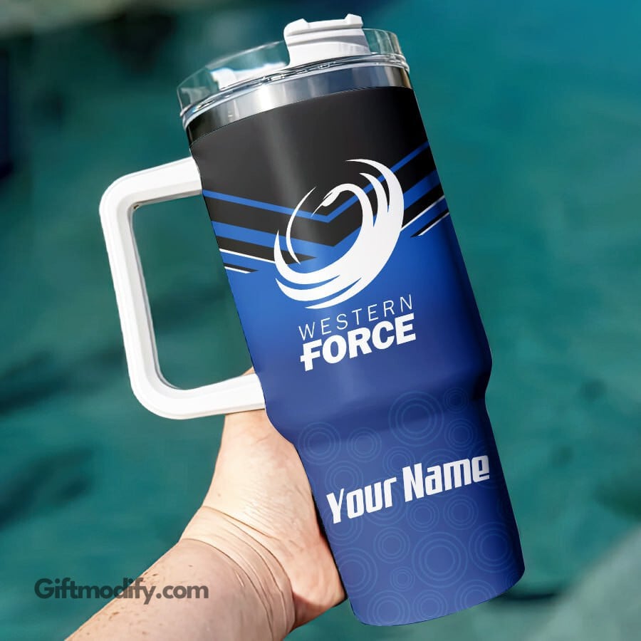Western Force Super Rugby Custom Stanley Quencher 40oz Stainless Steel Tumbler With Handle