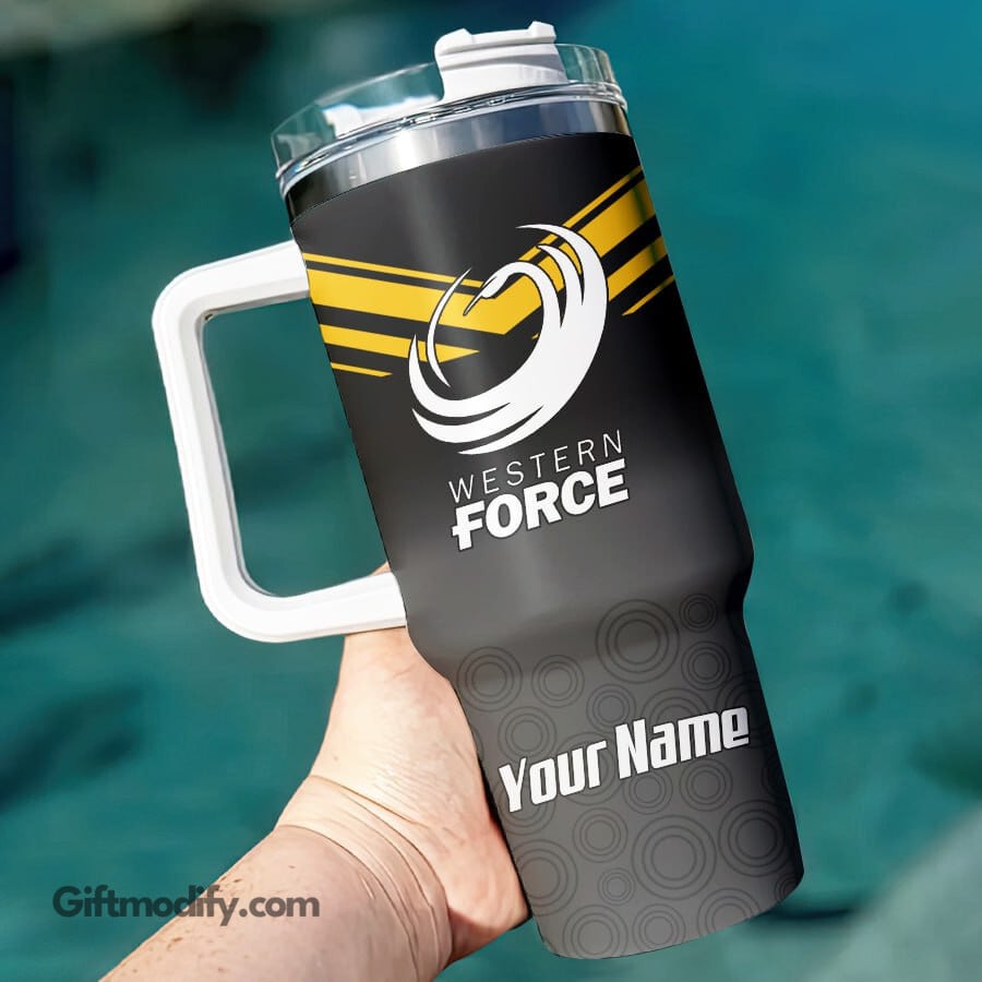 Western Force Super Rugby Custom Stanley Quencher 40oz Stainless Steel Tumbler With Handle