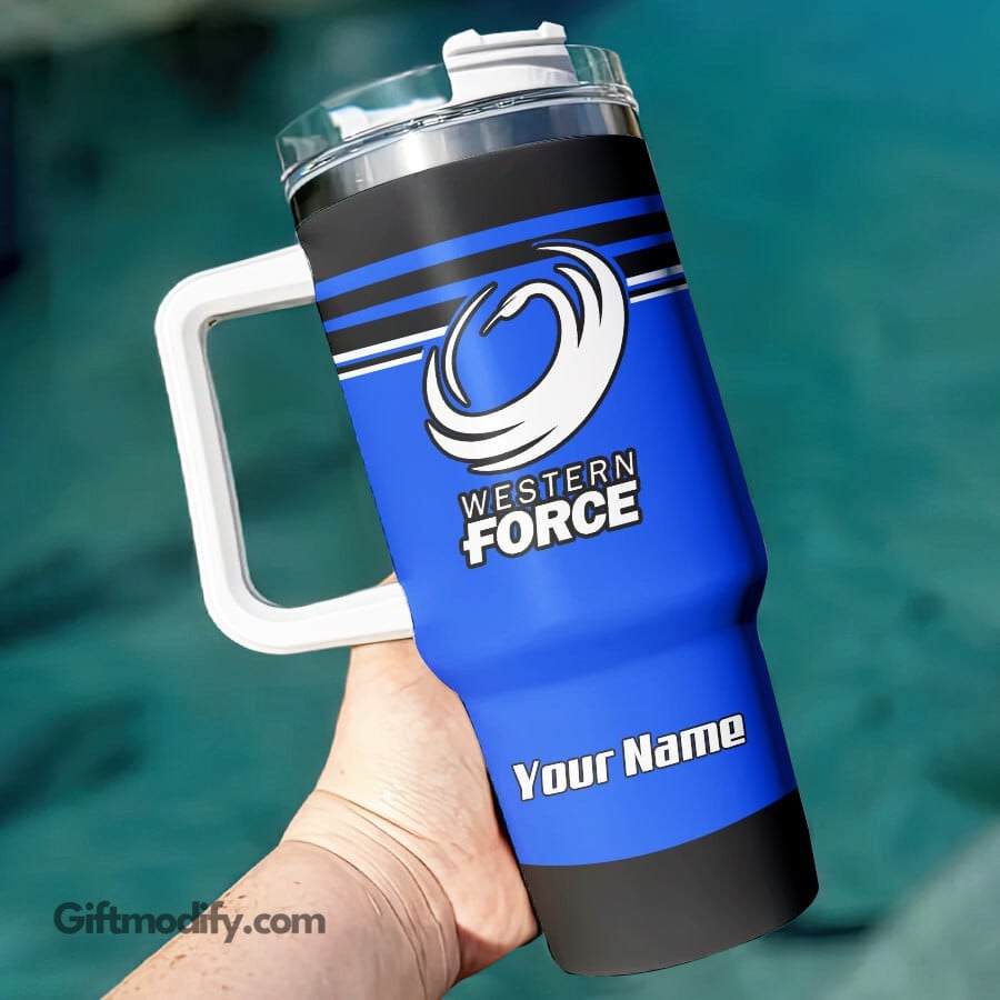 Western Force Super Rugby Custom Stanley Quencher 40oz Stainless Steel Tumbler With Handle