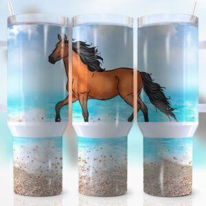 Western Horse Custom Stanley Quencher 40oz Stainless Steel Tumbler With Handle