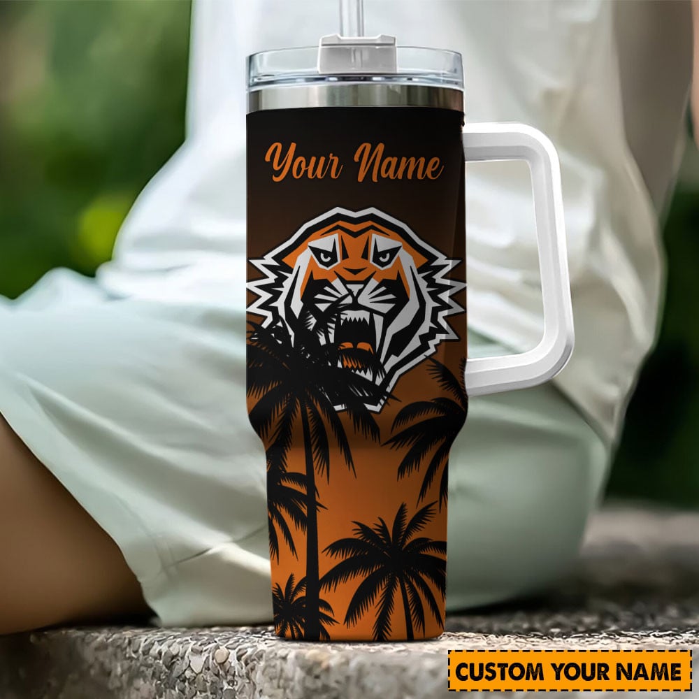 Wests Tigers NRL Custom Stanley Quencher 40oz Stainless Steel Tumbler With Handle