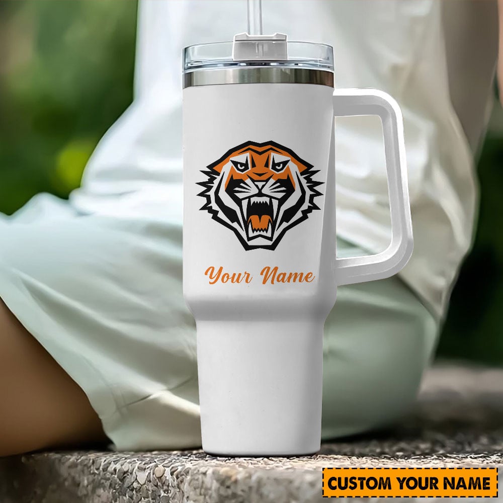 Wests Tigers NRL Custom Stanley Quencher 40oz Stainless Steel Tumbler With Handle
