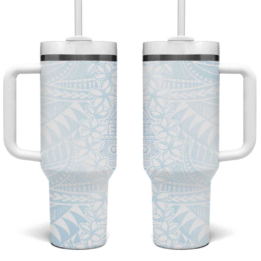 White Sunday Plumeria Tatau Mix Tapa Custom Stanley Quencher 40oz Stainless Steel Tumbler With Handle