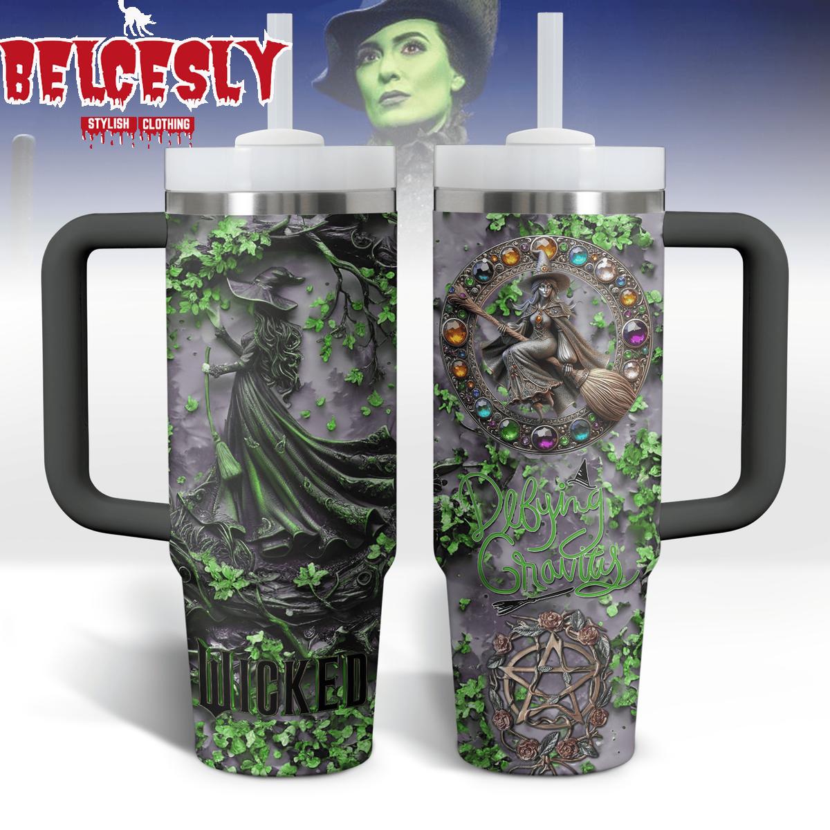 Wicked Defying Gravity Music Custom Stanley Quencher 40oz Stainless Steel Tumbler With Handle
