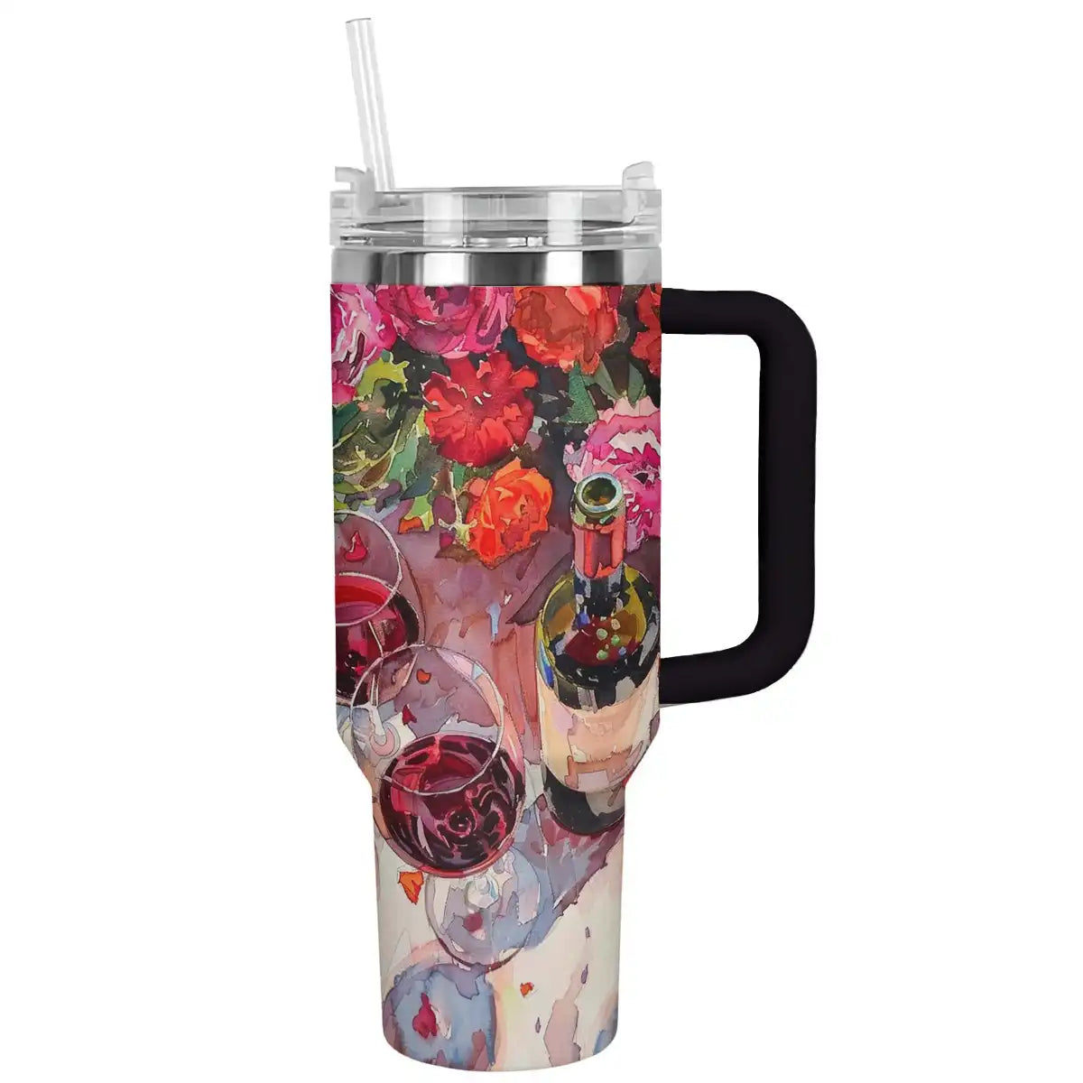 Wine Custom Stanley Quencher 40oz Stainless Steel Tumbler With Handle