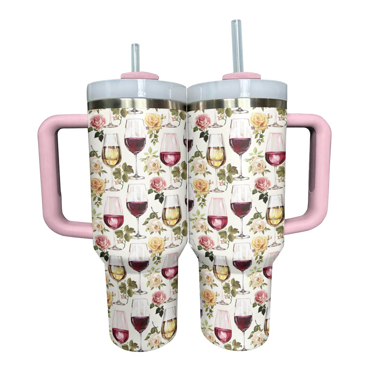 Wine Custom Stanley Quencher 40oz Stainless Steel Tumbler With Handle