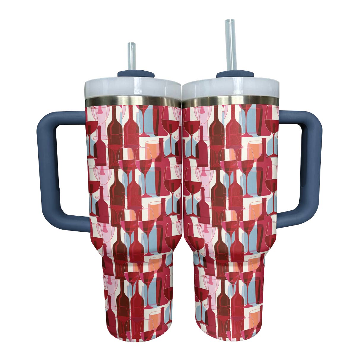 Wine Custom Stanley Quencher 40oz Stainless Steel Tumbler With Handle